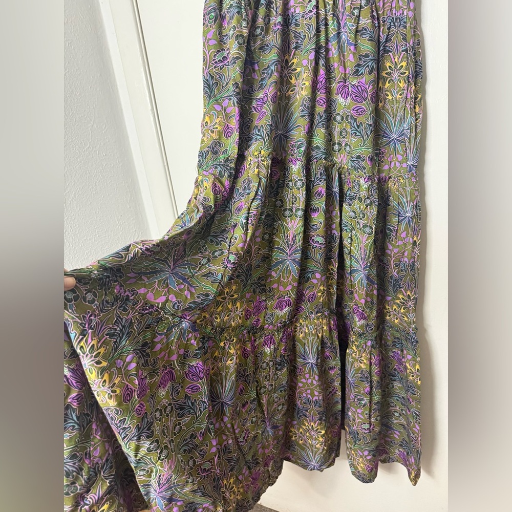 Natural life, Ella, green, blue, purple, yellow floral, sleeveless maxi dress S - Picture 3 of 8